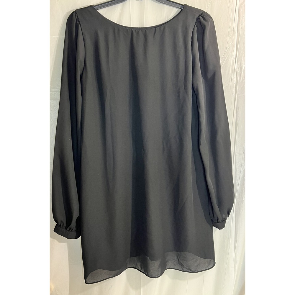 lulus womens black Status dress long sleeve Chiffon size L